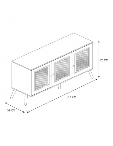 BAIA - Buffet 3 portes en bois et...