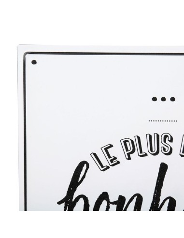 BONHEUR - Plaque en métal blanche