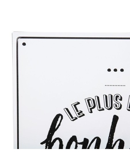 BONHEUR - Plaque en métal blanche