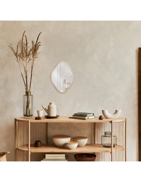 NATURAL - Miroir déco contour bois losange H34CM