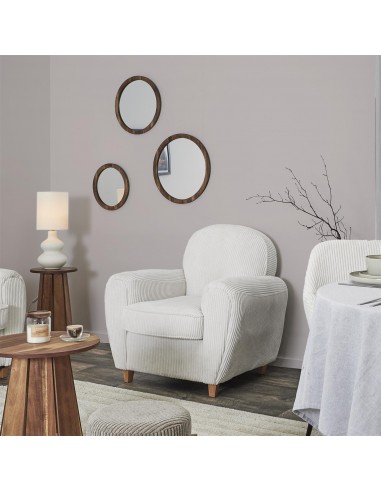 SCOTT - Fauteuil club côtelé beige