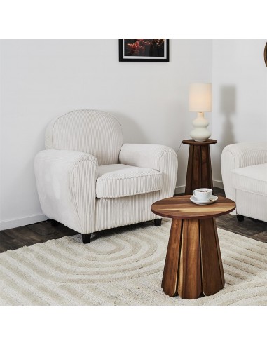 SCOTT - Fauteuil club côtelé beige