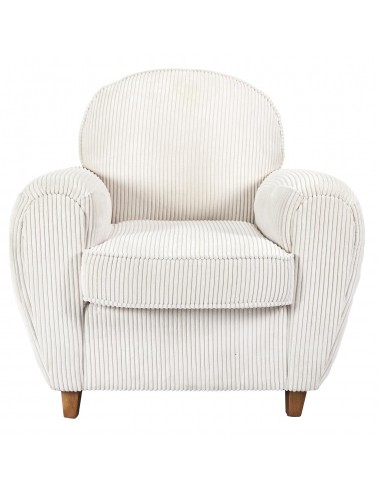 SCOTT - Fauteuil club côtelé beige