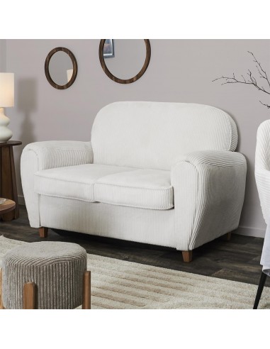 SCOTT - Canapé club côtelé beige fixe...