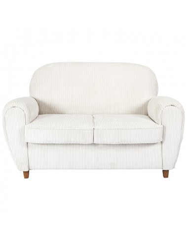 SCOTT - Canapé club côtelé beige fixe...