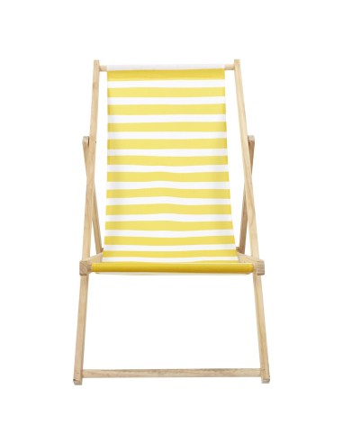 BAIN DE SOLEIL - Chilienne en bois rayures jaunes et blanches