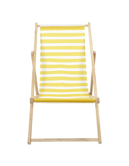 BAIN DE SOLEIL - Chilienne en bois rayures jaunes et blanches