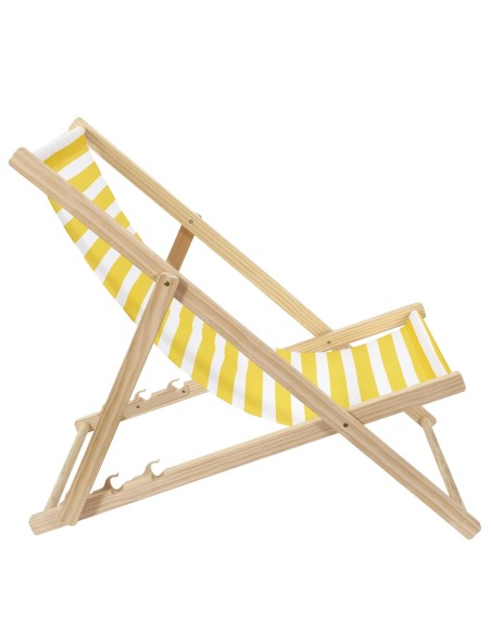 BAIN DE SOLEIL - Chilienne en bois rayures jaunes et blanches
