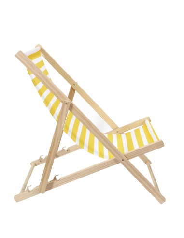 BAIN DE SOLEIL - Chilienne en bois rayures jaunes et blanches