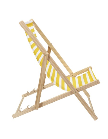 BAIN DE SOLEIL - Chilienne en bois rayures jaunes et blanches