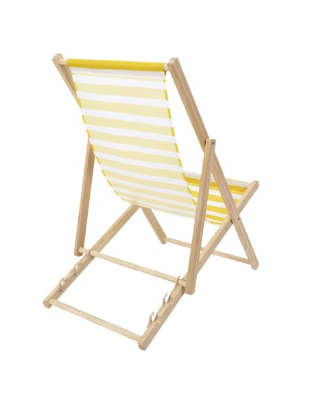 BAIN DE SOLEIL - Chilienne en bois rayures jaunes et blanches