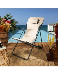 CORFOU - Transat pliable beige