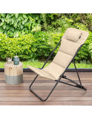 CORFOU - Transat pliable beige