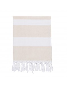 Fouta à rayures beige 160x60cm