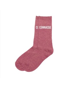 Chaussettes à paillettes “Connasse” – Magenta – Taille Unique 36-42