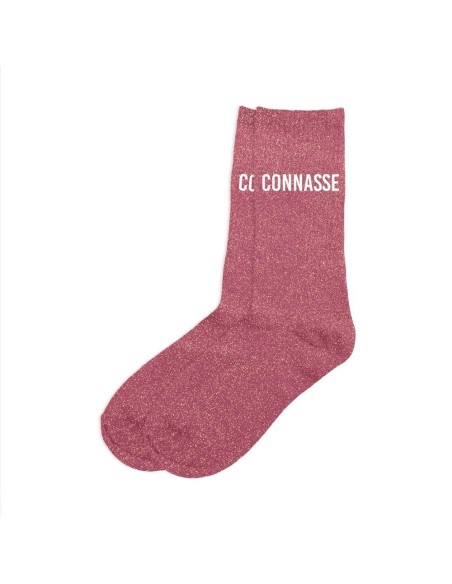 Chaussettes à paillettes “Connasse” – Magenta – Taille Unique 36-42