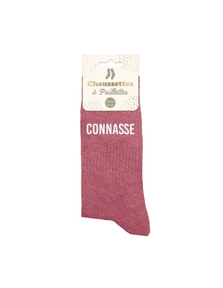 Chaussettes à paillettes “Connasse” – Magenta – Taille Unique 36-42