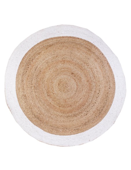 NATURAL - Tapis en jute bord blanc D120cm