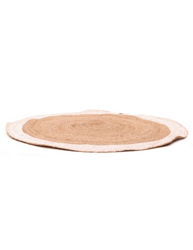 NATURAL - Tapis en jute bord blanc D120cm