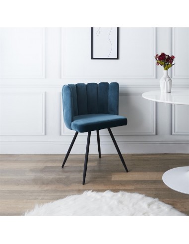 ARIELLE - Chaise en velours bleu canard