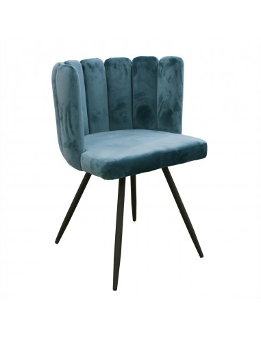 ARIELLE - Chaise en velours bleu canard