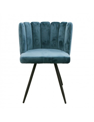 ARIELLE - Chaise en velours bleu canard
