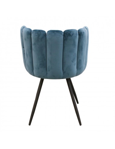ARIELLE - Chaise en velours bleu canard