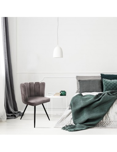 ARIELLE - Chaise en velours gris