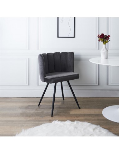 ARIELLE - Chaise en velours gris