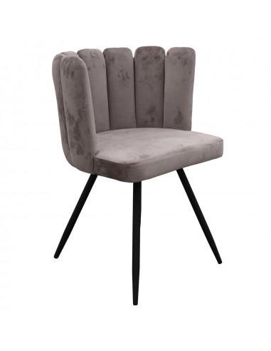 ARIELLE - Chaise en velours gris