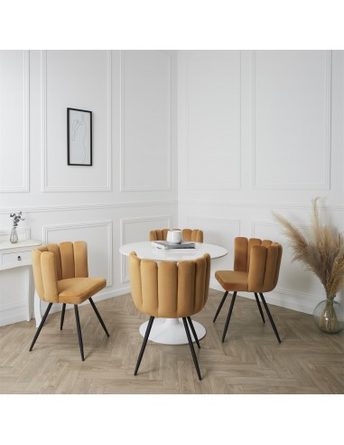 ARIELLE - Chaise en velours jaune...