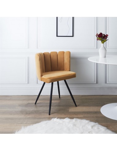 ARIELLE - Chaise en velours jaune...