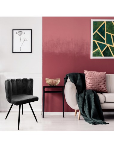 ARIELLE - Chaise en velours noir
