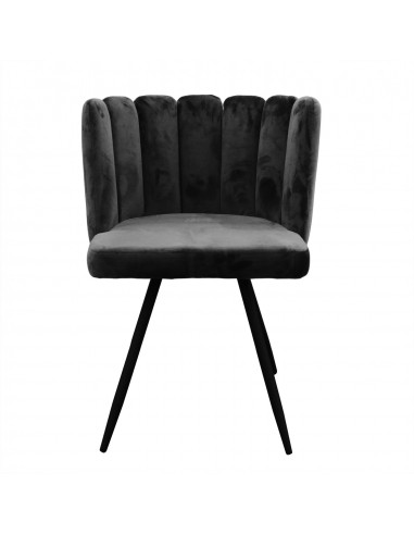 ARIELLE - Chaise en velours noir