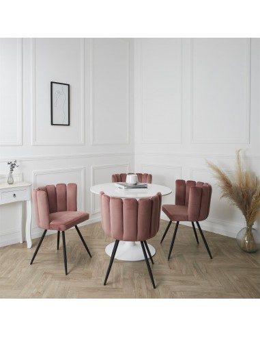 ARIELLE - Chaise en velours rose poudré