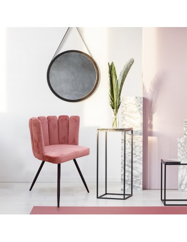 ARIELLE - Chaise en velours rose poudré