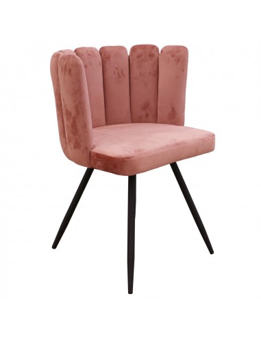 ARIELLE - Chaise en velours rose poudré