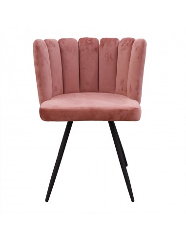 ARIELLE - Chaise en velours rose poudré