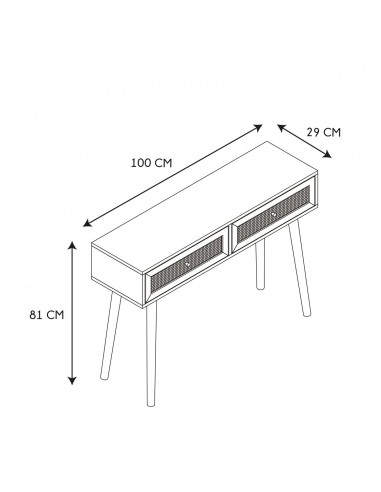 BAIA - Console 2 tiroirs en bois et...
