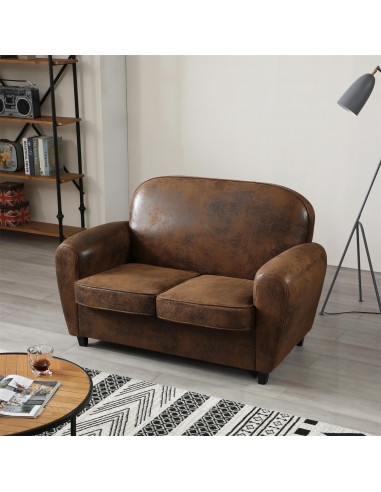 OXFORD - Canapé club 2 places marron...