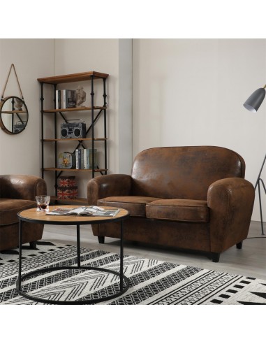 OXFORD - Canapé club 2 places marron...