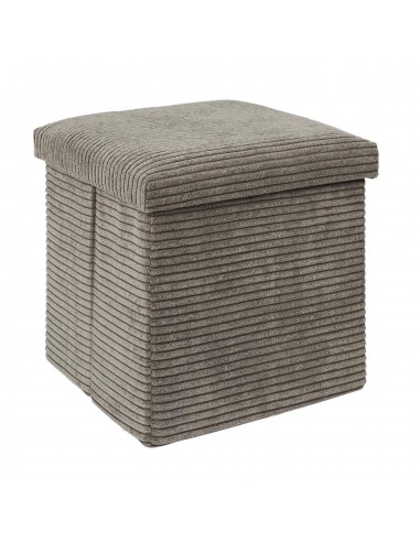 SCOTT - Pouf pliable côtelé taupe