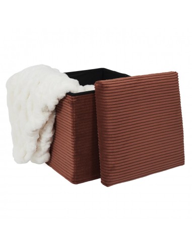 SCOTT - Pouf pliable côtelé terra