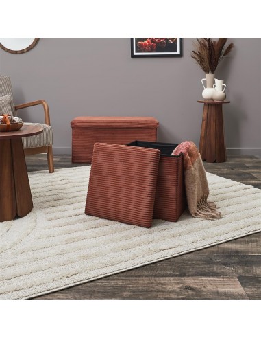 SCOTT - Pouf pliable côtelé terra