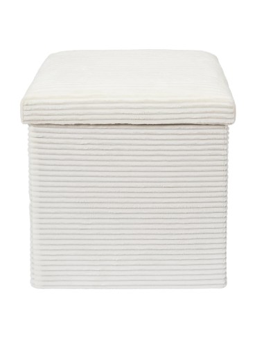 SCOTT - Pouf pliable côtelé beige