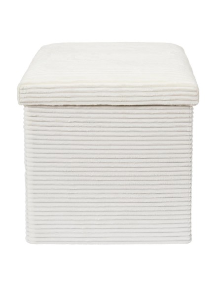 SCOTT - Pouf pliable côtelé beige