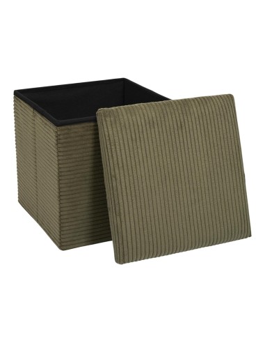 SCOTT - Pouf pliable côtelé kaki