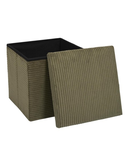 SCOTT - Pouf pliable côtelé kaki