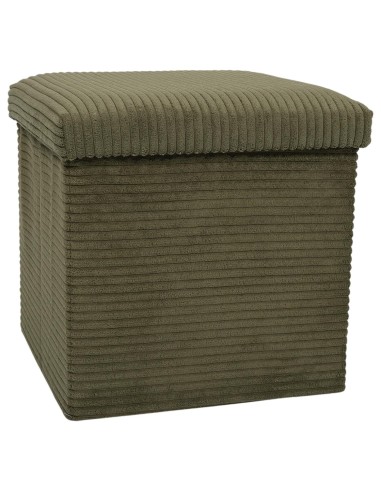 SCOTT - Pouf pliable côtelé kaki