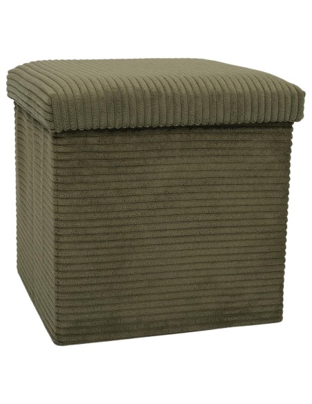 SCOTT - Pouf pliable côtelé kaki